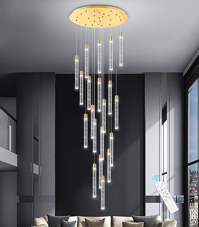 20-Lights Modern Led Crystal Chandeliers Long Large Spiral Chandeliers High Ceilings chandelier for Staircase Foyer