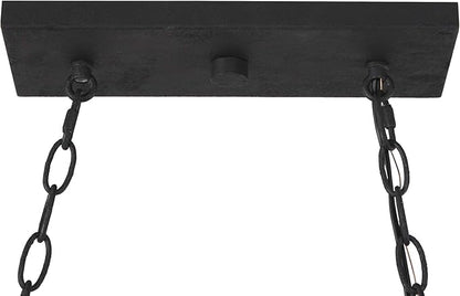 LOG BARN Kitchen Light Fixtures, Farmhouse Chandelier for Kitchen Island in Rustic Faux Wood with Black Wires, 5-Light Pendant Lighting for Dining Room