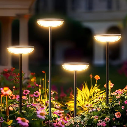 ELECLINK Tall Solar Pathway Lights Outdoor, 2 Pack Solar Garden Lights Outdoor Waterproof Bright Up to 15Hrs, Round Garden Light for Yard Flower Bed Patio Path Walkway Driveway Outside Decor