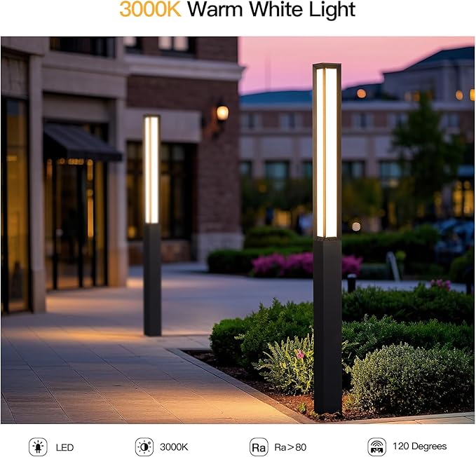 MVBT Path Light, 92" Pathway Lights, Wired Outdoor Modern Landscape LED Bollard Driveway Lighting, IP65 Waterproof Aluminum High Voltage Floor Lamp for Walkway Lawn Patio Yard Garden Decoration