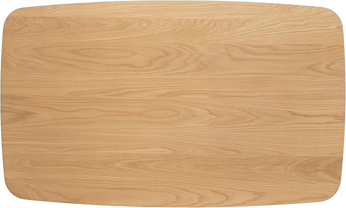 59" Mid-Century Solid Wood Island Table, Rustic Dining Table with Rubberwood Splayed Legs, Farmhouse Dining Table with Low-Maintenance Faux Wood Top for Family Meals, Natural