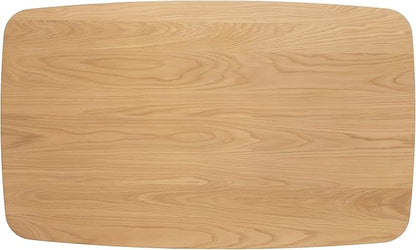 59" Mid-Century Modern Island Table, Rustic Dining Table with Rubberwood Legs, Farmhouse Dining Table with Faux Wood Top for Dining Spaces, Natural