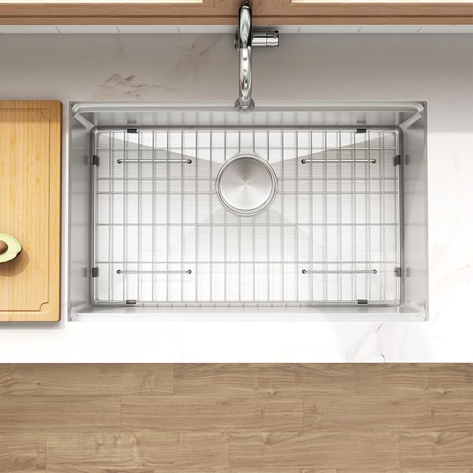 LQS 28 Inch Undermount Kitchen Sink, 28" x 18" x 10" Deep Single Bowl Kitchen Sink, 16 Gauage Stainless Steel Material, Workstation Ledge With R10 Round Corner And Abundant Accessories