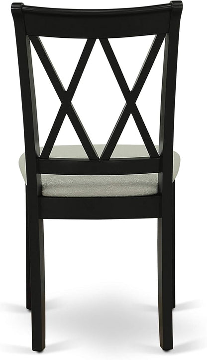 East West Furniture CLC-BLK-C Clarksville Dining Room Chairs - Linen Fabric Upholstered Wood Chairs, Set of 2, Black