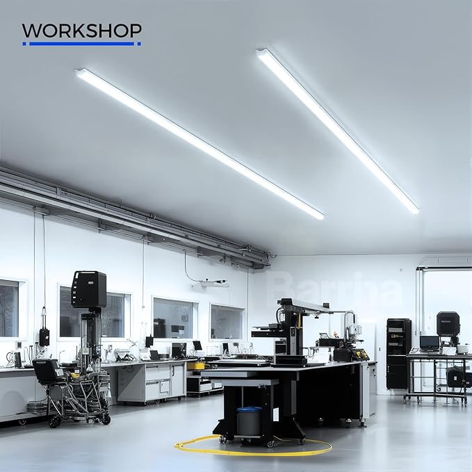 Barrina LED Shop Lights 4FT, 6500K Super Bright White, 45W, 5000LM, Hidden Wiring, Linkable 4FT Light Fixture Cord with ON/Off, Frosted Cover, LED Ceiling Light for Workshop, Garage, Kitchen, 6 Packs