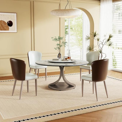 Modern Sintered Stone Dining Table for 4-6, Luxury Rectangular Kitchen Dinette with Faux Marble Top & Heavy-Duty Metal Legs, Heat-Resistant Furniture for Dining Room (59")