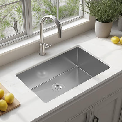 Kitchen Sink 28x18 Inch Undermount Kitchen Sink 16 Gauge Stainless Steel Sinks Single Bowl with Accessories Round Corners Handmade