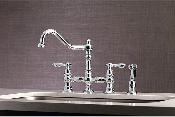 Kingston Brass KS3271ALBS Kitchen Faucet with Side Sprayer, Polished Chrome