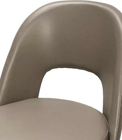 Sunset Trading Mia Faux Leather Dining Chair | Polished Chrome Silver Tapered Legs | Mushroom Taupe Gray Padded Seat w Arched Open Back | Set of 2 | Contemporary Mid-Century Modern Kitchen Sidechairs