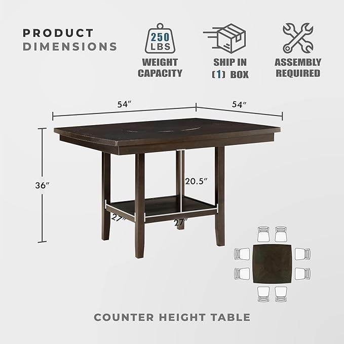 Lexicon Attis 5-Piece Counter Height Dining Set (Cross Back), Dark Brown