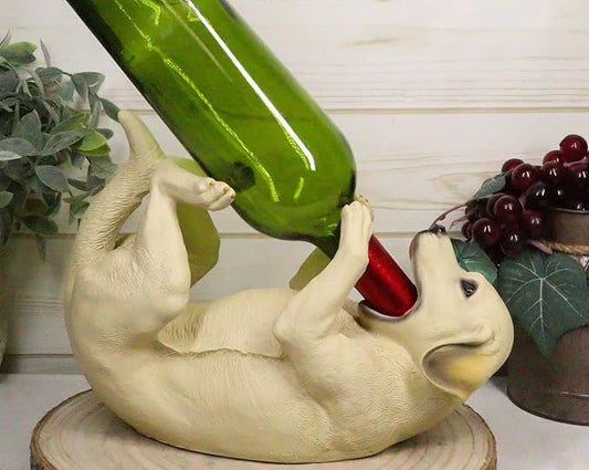 Ebros Lifelike Purebreed Pedigree Canine Adorable Labrador Retriever Dog Wine Bottle Holder Figurine Statue As Kitchen Wine Cellar Centerpiece Decor Storage Organizer (Labrador Retriever)
