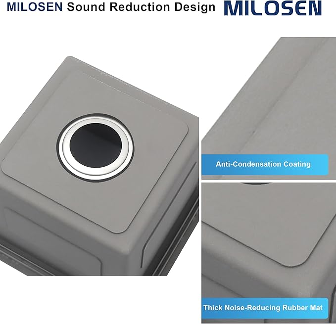 MILOSEN 17 x 19 inch Drop in Bar Sink, 304 Stainless Steel Topmount RV Small Kitchen Sink, Deep Outdoor Single Bowl Wet Bar&Prep Sinks with Bottom Grid and Strainer, Brushed Nickel