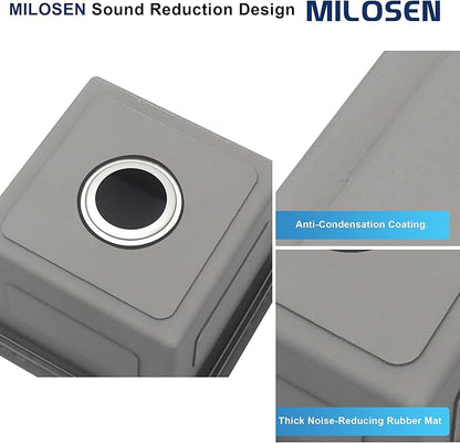 MILOSEN 17 x 19 inch Drop in Bar Sink, 304 Stainless Steel Topmount RV Small Kitchen Sink, Deep Outdoor Single Bowl Wet Bar&Prep Sinks with Bottom Grid and Strainer, Brushed Nickel
