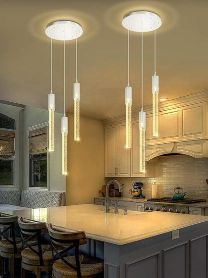 Flashing God 3 Light Pendants Light for Kitchen Island Dining Room Pendant Lighting Fixture Mini Crystal Chandelier Ceiling Hanging Lights for Bedroom Island Kitchen