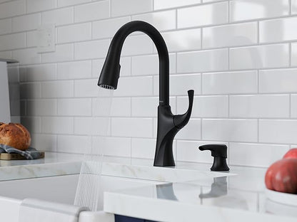 Pfister Miri 2.0 Kitchen Faucet with Pull Down Sprayer and Soap Dispenser, Single Handle, High Arc, NSF Certified, Spot Defense Matte Black Finish, F5297MRRSDB