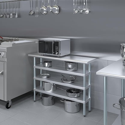AmGood Stainless Steel Work Table with 3 Shelves | Kitchen Island Food Prep | Laundry Garage Utility Bench | NSF Certified (48" Long x 14" Deep)