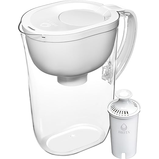 Brita Large 10-Cup Water Filter Pitcher, WQA NSF/ANSI Certified, Removes Chlorine Taste & Odor, Reduces Zinc, Copper & Mercury, 1 Standard Filter, Lasts 2 Months, Bright White