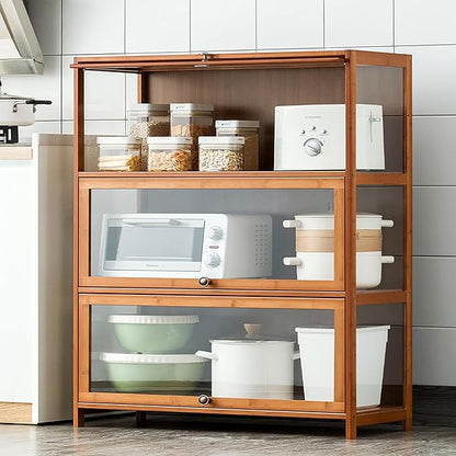 JSDMBD Kitchen Storage Cupboard, Pantry and Freestanding Cupboards, Dustproof and Easy to Clean, Kitchen Island for Spices, Pots and Pans, Storage Shelf for Kitchen, Living Room and Dinning Room
