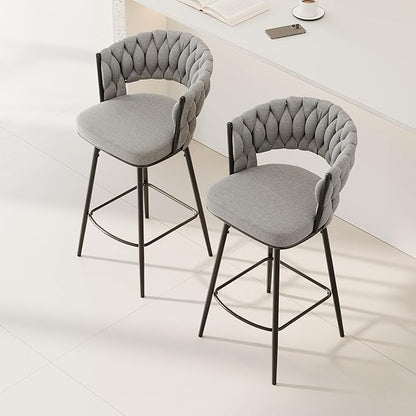 360°Swivel Bar Chairs Set of 2, Equipped with Soft Cushioned backrest Counter Stool, Metal Leg Luxury Kitchen Chair, Suitable for Family Dining, Kitchen Island