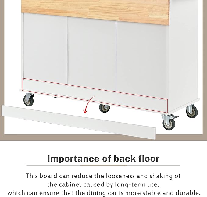 GOWE Rolling Mobile Kitchen Island with Solid Wood Top and Locking Wheels,52.7 Inch Width,Storage Cabinet and Drop Leaf Breakfast Bar,Spice Rack, Towel Rack & Drawer (White)