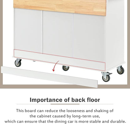 GOWE Rolling Mobile Kitchen Island with Solid Wood Top and Locking Wheels,52.7 Inch Width,Storage Cabinet and Drop Leaf Breakfast Bar,Spice Rack, Towel Rack & Drawer (White)