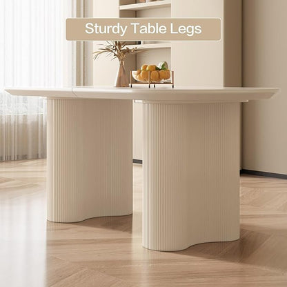 Guyii 55.11" Dining Table Set with 4 Chairs, Modern Kitchen Table Set, Indoor Dining Table for Kitchen, Bar, Living Room, Breakfast Nook, Small Space, White