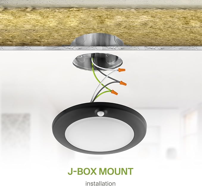 ASD 6 Inch Motion Sensor LED Disk Lights - 15W 120V 2700-5000K Black Dimmable Flush Mount Ceiling Light Fixture, Low Profile Surface Mount Disc Lights, Junction Box & Can, ETL, Energy Star, 6 Pack