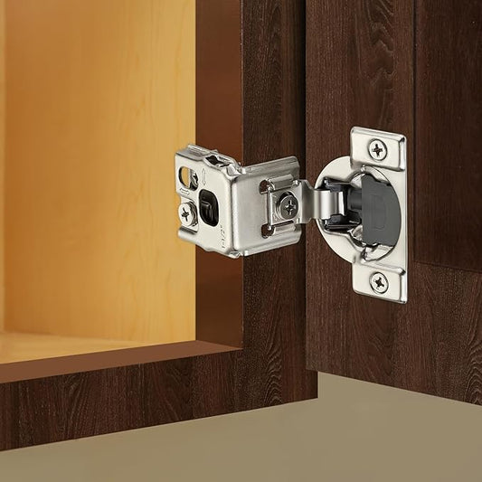 Home Expert 40 Pack (20 Pairs) 1-1/2" Overlay Soft Close Cabinet Hinges, Satin Nickel Stainless Steel Concealed Hinges with 3D Self-Closing for Face Frame Doors & Kitchens