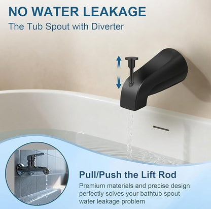 Universal Tub Spout for 1/2" Copper Pipe, 1/2" IPS and 3/4" IPS, Bathtub Faucet with Diverter and Adapter and Hex Wrench (Matte Black)