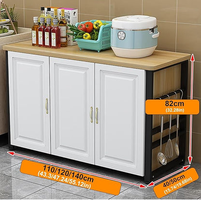 Kitchen Pantry Cabinet, Small Storage Cabinet, Kitchen Island,Buffet Cabinet with Storages, Large Storage Home Preparation Table Metal Bracket Sturdy and Stable Countertop(140x50cm/55.12x19.69in)