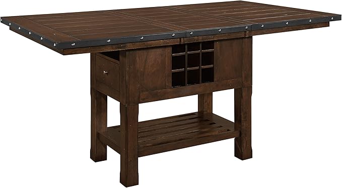 Lexicon Ellyza 5-Piece Counter Height Dining Set with Swivel Chairs, Dark Brown