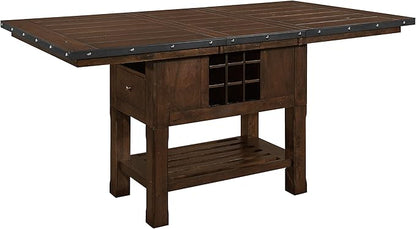 Lexicon Ellyza 5-Piece Counter Height Dining Set with Swivel Chairs, Dark Brown