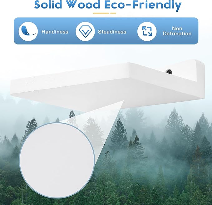 Small Floating Shelf, 5x6 Inch Display Ledges for Wall,Mini Shelves,Rustic Wood Shelf for Bedroom Living Room Bathroom Kitchen (3, White)