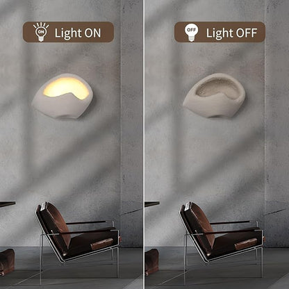 Modern Wall Sconce Plug in, Indoor Wall Light Fixture, Retro Industrial Cement Stone Style Wall Mounted Lamp for Living Room Bedroom Restaurant Vanity Hallway Stairs, Bulb Included