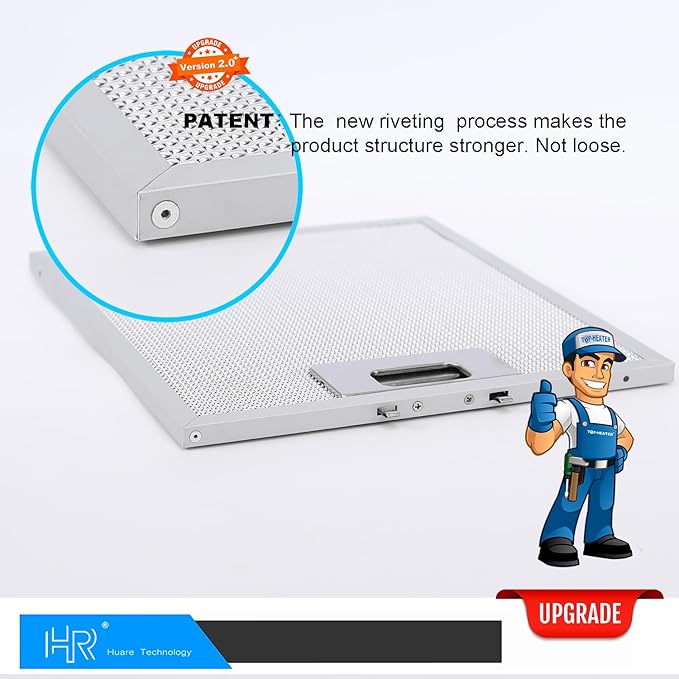 Upgraded Range Hood Filter Replacement 9x10.25Inch (230x260mm) 4-Layer S97018029 Aluminum Mesh Hood Vent Filter, HR Huare Technology Grease Filter, fits Broan B5 Series, Alternative 1932913, 2pack