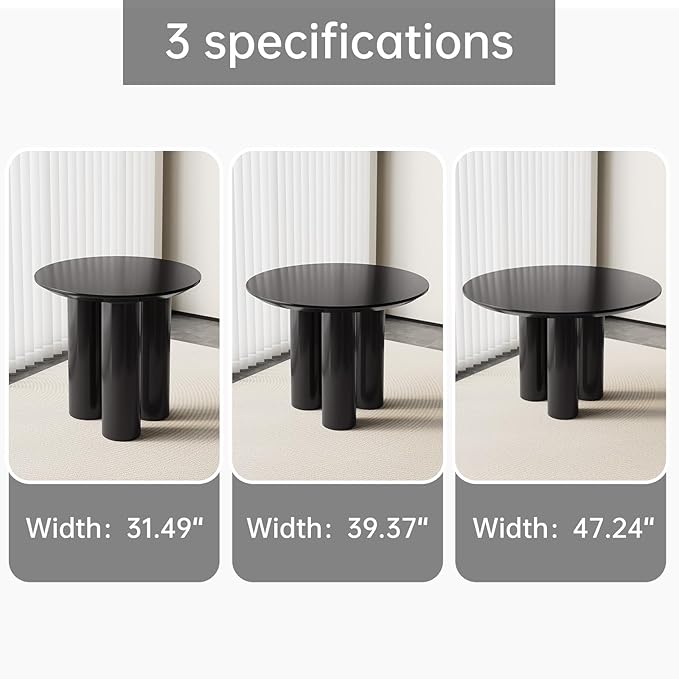 Guyii 39.37" Black Dining Table, Modern Round Kitchen Table, Small Indoor End Table for Kitchen, Bar, Living Room, Small Space, Easy Assembly, Table Only