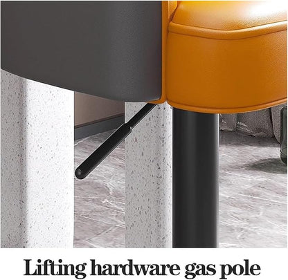 Adjustable Stools with Back and Arm, Swivel Faux Leather Kitchen Island Stools, Counter Height Chairs with Metal Base for Dining Room