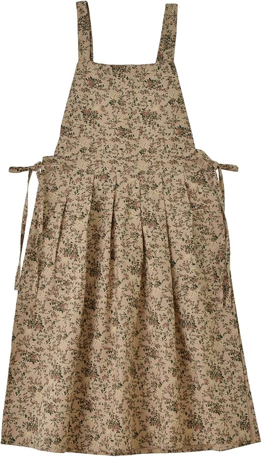 Adult Kitchen Apron Floral Cotton Waterproof Adjustable Apron Cooking Baking Garden Chef Apron with Pocket