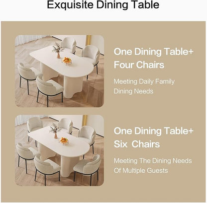 Dining Table Set for 6, Modern Kitchen Table with 6 Chairs, Dining Room Table Set for Kitchen,Dining Room,Home & Office (55.11" White Table with 6 Chairs)