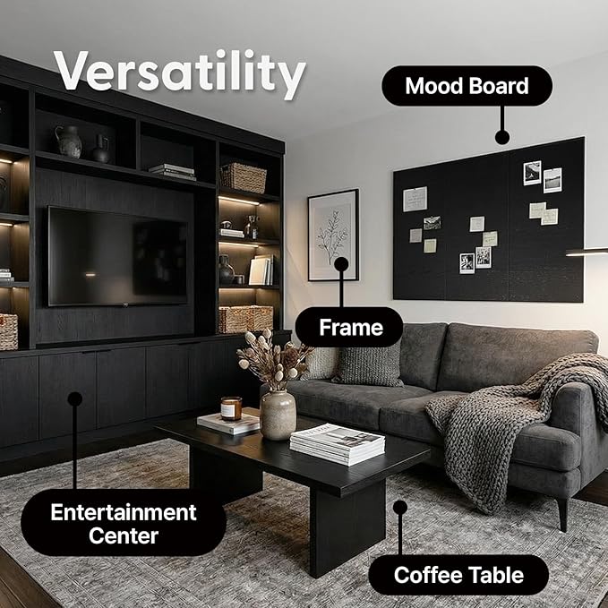 Matte Black Wood Grain Contact Paper 17.3" x 118" Thick Vinyl Removable Peel and Stick Self Adhesive Wallpaper for Kitchen Countertops Cabinets Furniture