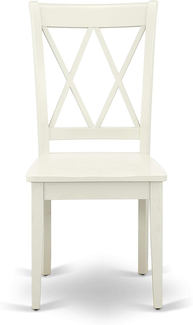 East West Furniture CACL5-LWH-W 5 Piece Kitchen Table Set for 4 Includes a Rectangle Dining Room Table and 4 Solid Wood Seat Chairs, 36x60 Inch, Linen White
