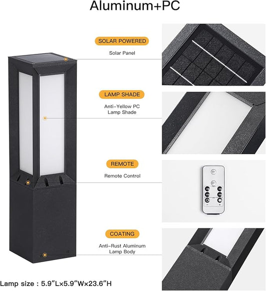MVBT Solar Pathway Lights Outdoor, 23.6" Landscape Path Lights, IP65 Waterproof Solar Bollard Light, Dusk to Dawn Modern Lamp Path Light, 3000K Commercial Pathway Lighting for Driveway Walkway Patio