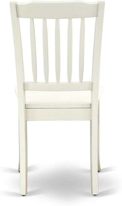 East West Furniture DAC-LWH-W Danbury Kitchen Dining Chairs - Slat Back Wooden Seat Chairs, Set of 2, Linen White