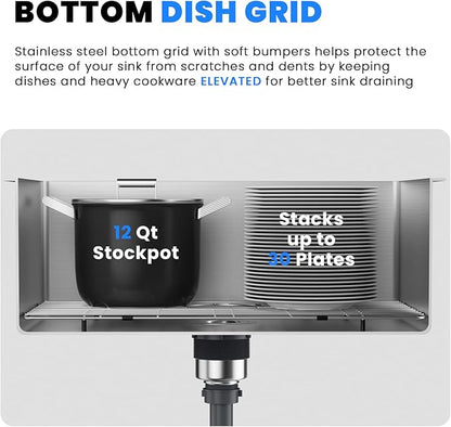 POPFLY 23 Inch Drop in Kitchen Sink, 23×18 Inch Top mount Small Bar Prep Sink, 304 Stainless Steel 9 Inch Deep Single Bowl Overmount Sink, Brushed