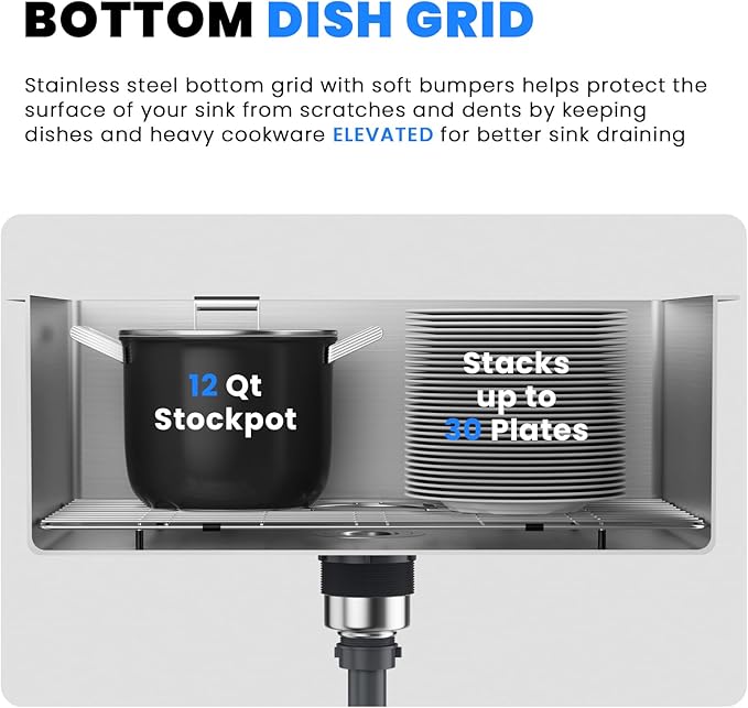 POPFLY 20×16 inch Drop in Kitchen Sink, 304 Stainless Steel Overmount Small Bar Utility Sink, Top mount 9 Inch Deep Single Hole Laundry Top moun Sinks, Brushed