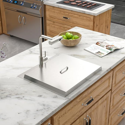 21 Inch Drop In Outdoor Kitchen Sink Bar Prep Sink Workstation 16 Gauge Stainless Steel Single Bowl Small Sinks With Pull-out Faucet 21"x20"x9"