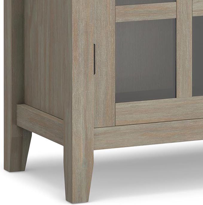 SIMPLIHOME Artisan SOLID WOOD 38 inch Wide Transitional Medium Storage Cabinet in Distressed Grey for the Living Room, Entryway and Family Room