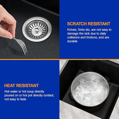 Dcolora 18 In. Black Undermount Granite Composite Bar Sink Single Bowl Workstation, Quartz Kitchen Sink, 18" x 18" x 10" #DC-GU0002BS
