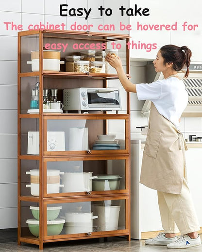 JSDMBD Kitchen Storage Cupboard, Pantry and Freestanding Cupboards, Dustproof and Easy to Clean, Kitchen Island for Spices, Pots and Pans, Storage Shelf for Kitchen, Living Room and Dinning Room