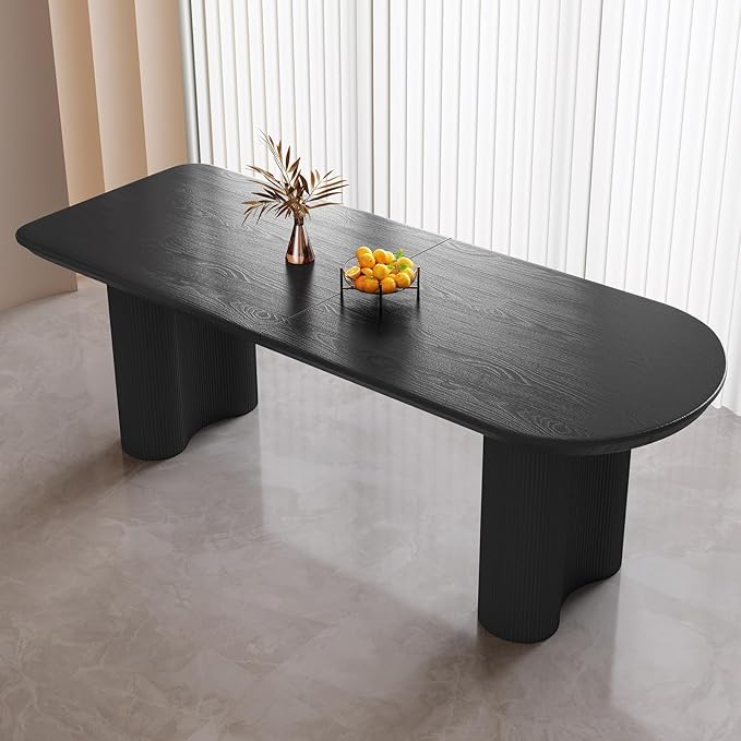 Guyii 70" Dining Table, Modern Kitchen Table for 6 People, Indoor Dining Table for Kitchen, Bar, Living Room, Small Space, Black, Table Only